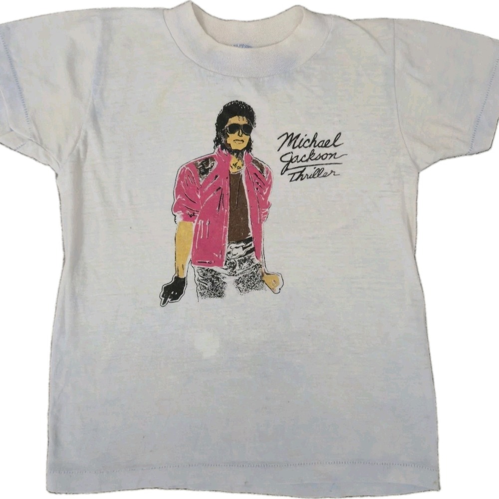 Rare Vintage 80s Michael Jackson Thiller 1984 T Shirt Youth Medium 10-12 Kids